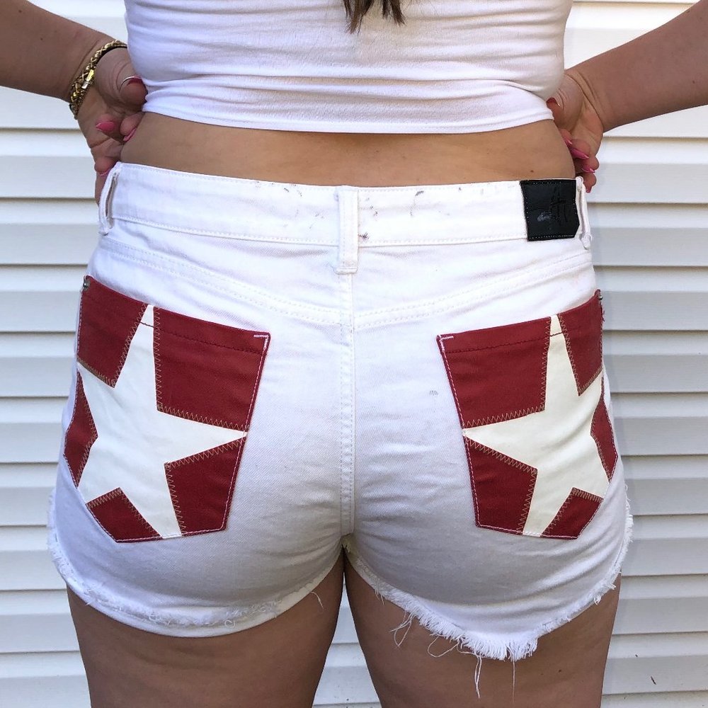 white jean shorts
